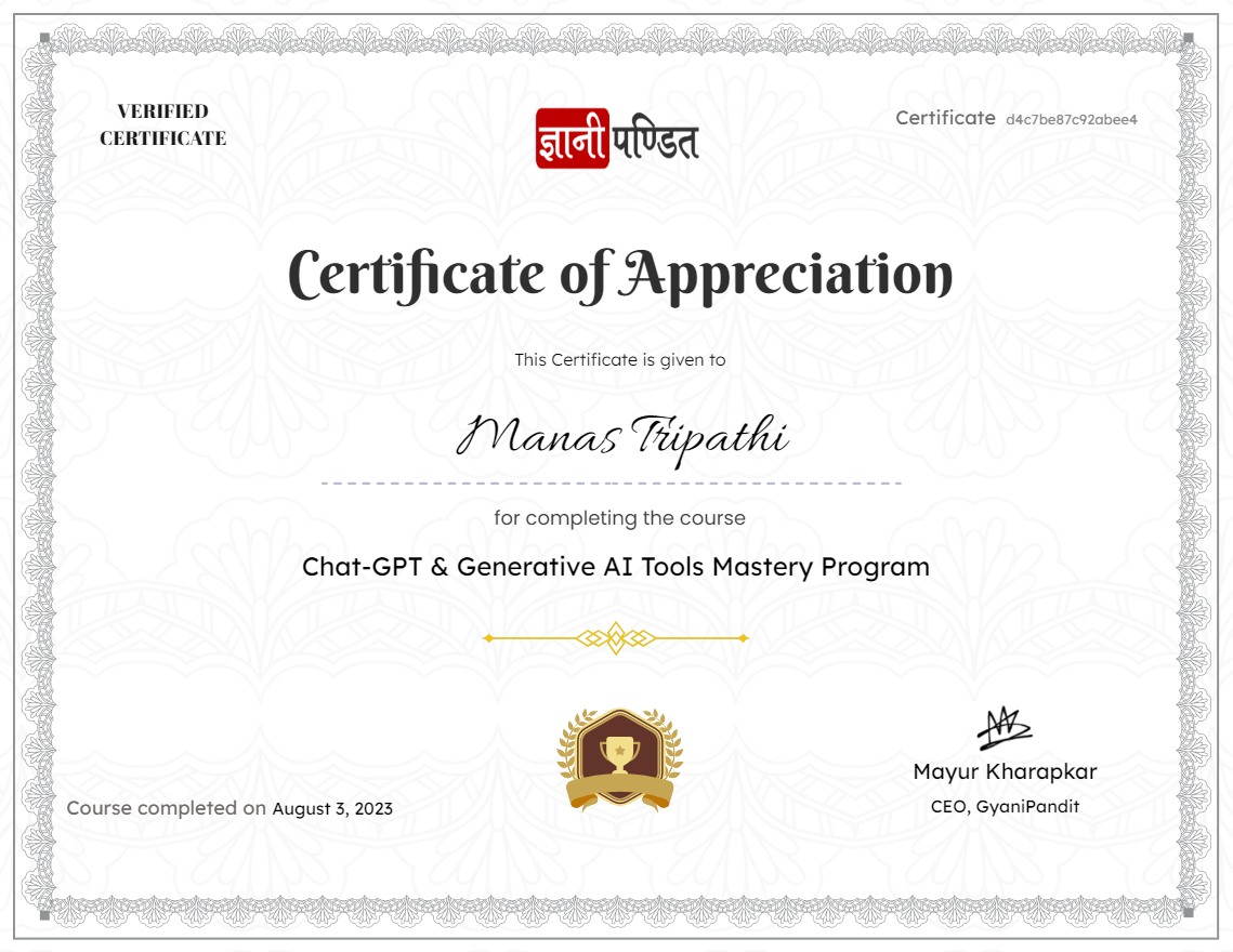 Chat-GPT & Generative AI Tools Mastery Program