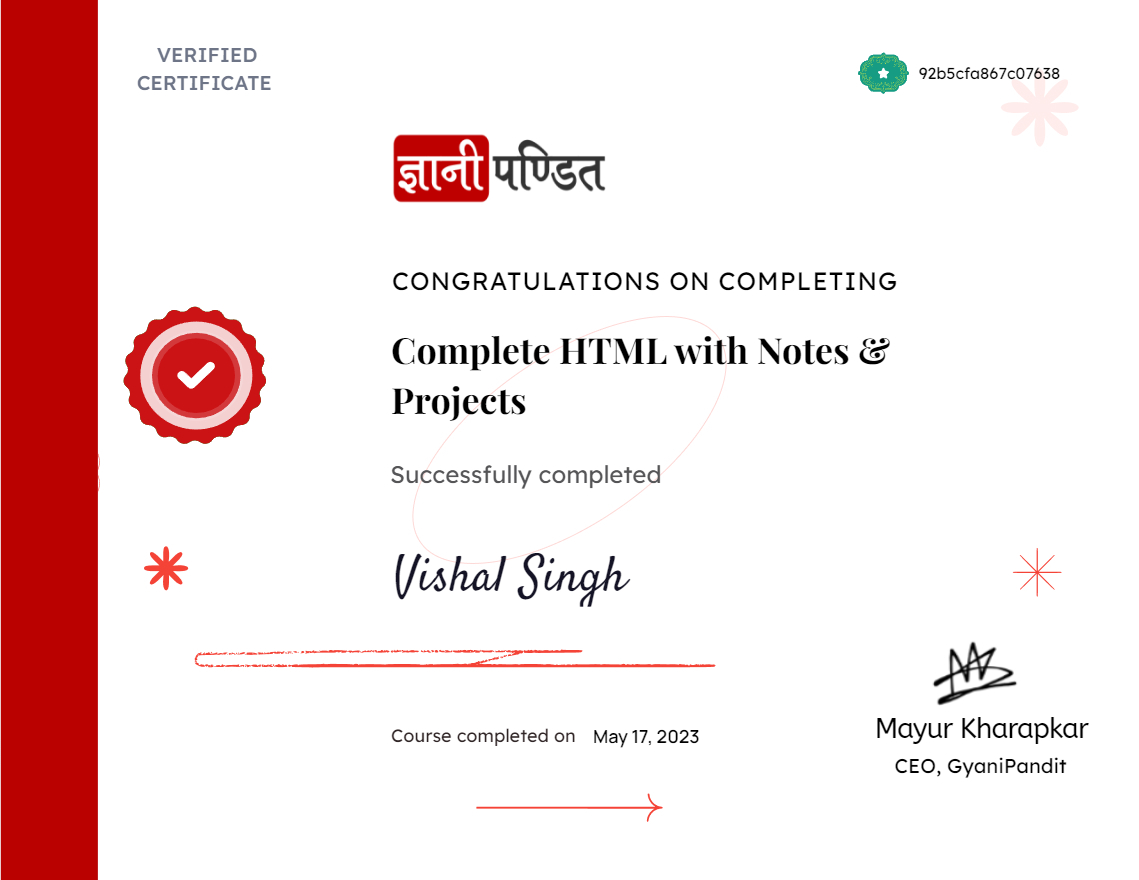 Complete HTML with Notes & Projects
