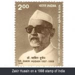 Zakir Husain on a 1998 stamp of India-75963f08